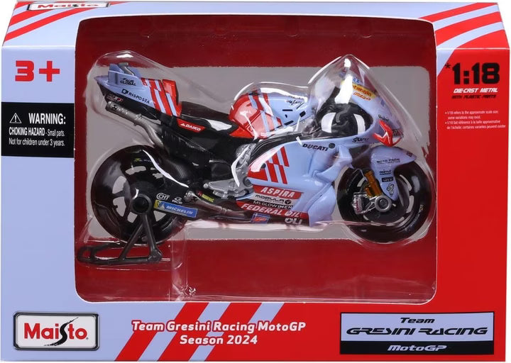 Moto Team Gresini Racing MotoGP #73 – 1:18 Scale Model (2024, Light Blue) - Jaiman Toys