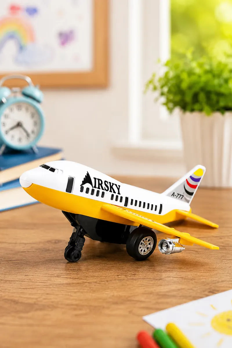 Centy Fly High Press & Go Mini Jet A-747 Yellow Wings Toy Airplane | Friction Powered Aircraft Toy for Kids 3+ | BGX
