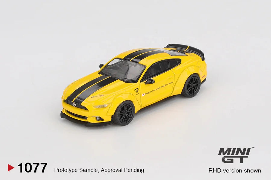 Mini GT 1:64 LB-WORKS Ford Mustang Triple Yellow Die-Cast Collector Car Model