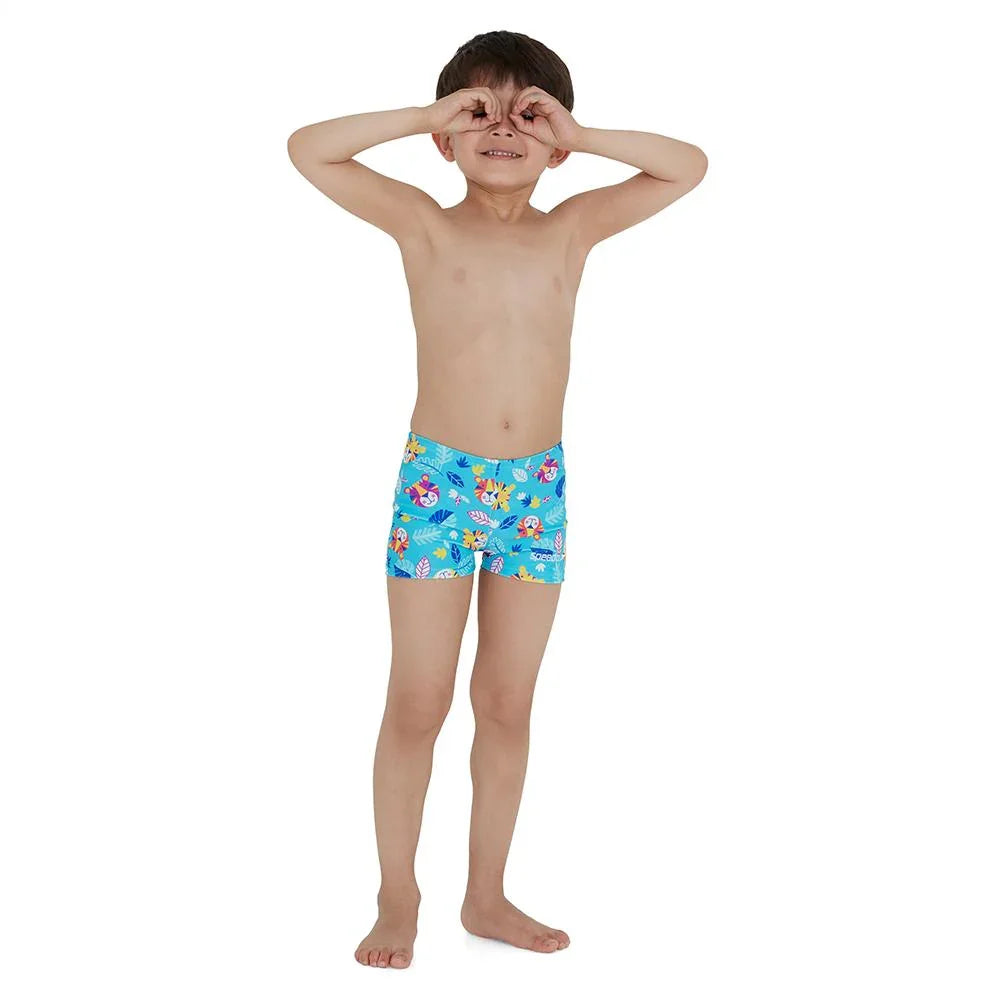 Speedo Jungle Terry Digital Allover Aquashort – Boys’ Swimwear, UPF 40+ Sun Protection, Chlorine-Resistant