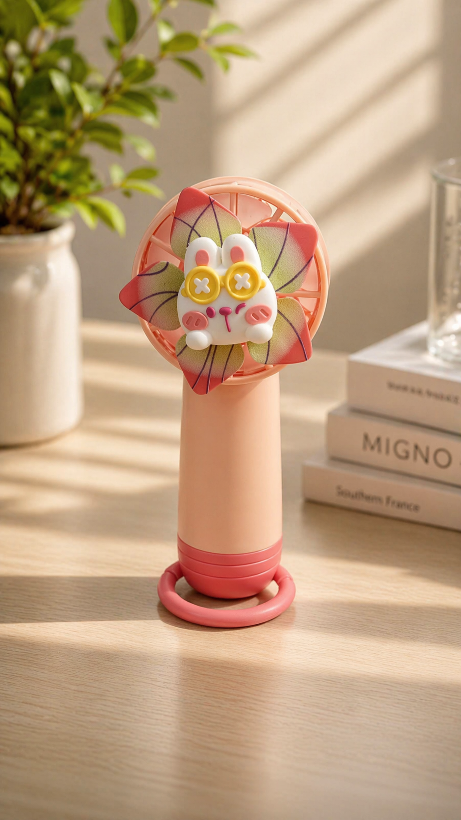 Portable Handheld Mini Fan – Cute Cartoon Personal Cooling Fan with Stand for Travel, Office & Outdoor Use (Pack of 1)