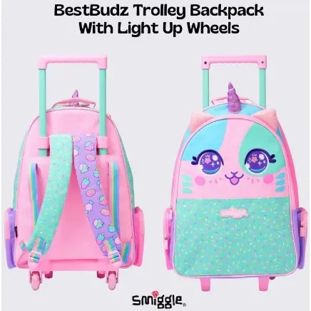 Smiggle School Bag : Best Budz Colorful & Stylish 18 Inch Trolley Backpack for Kids - Jaiman Toys