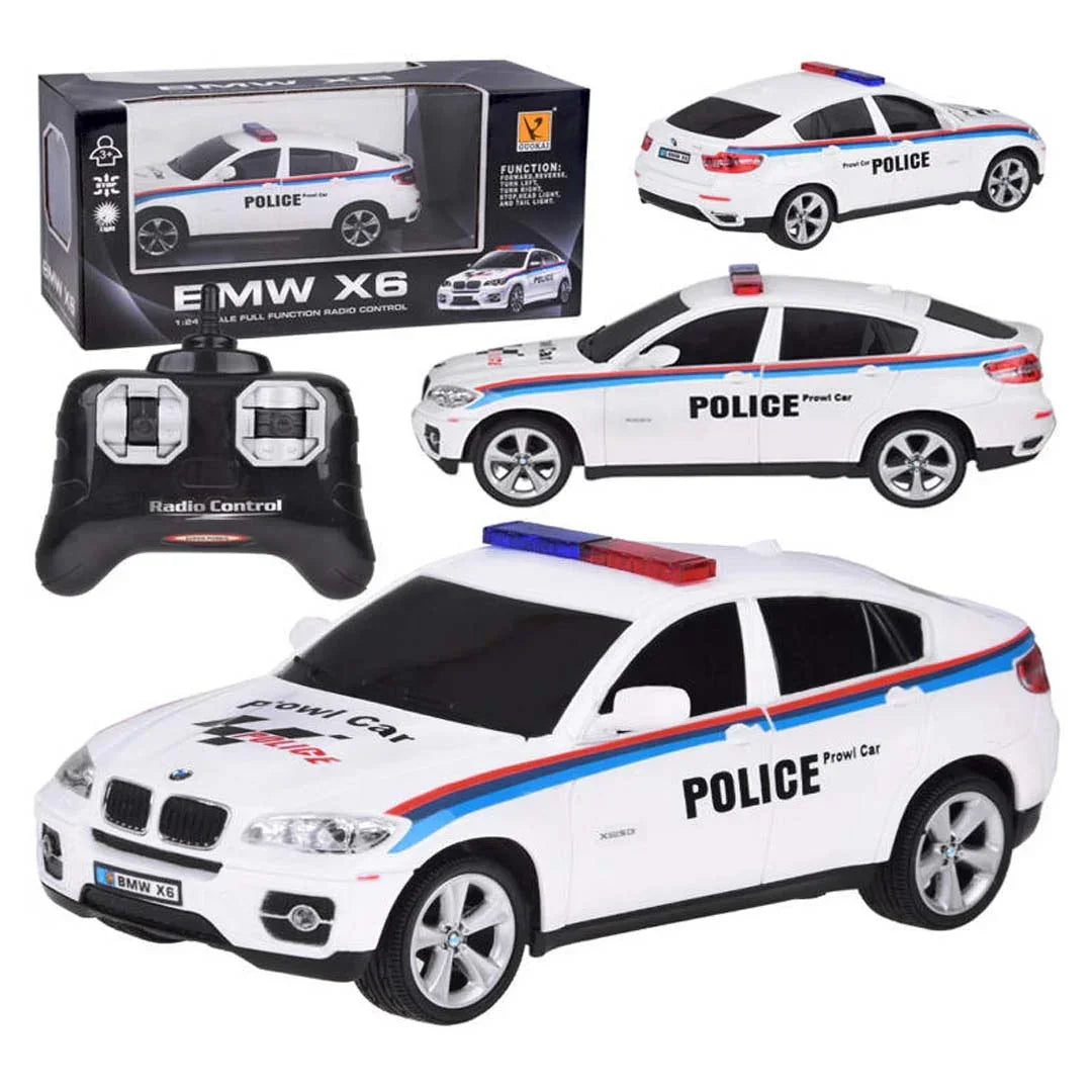 Guokai 1:24 Scale BMW X6 Sports Police Car with 2.4GHz Remote Control โ High-Speed RC Patrol Vehicle with Realistic Lights & Sounds - Jaiman Toys