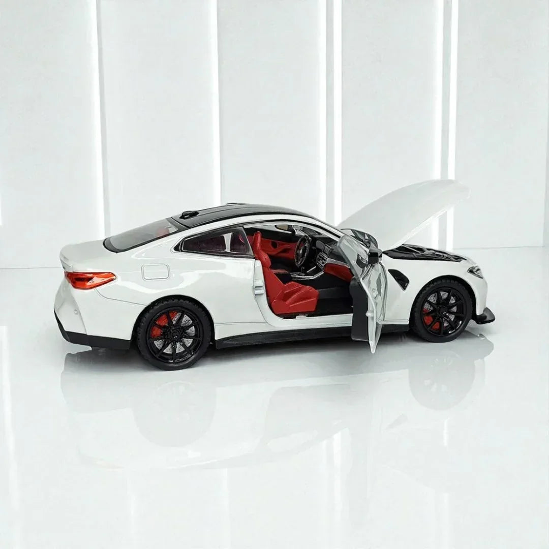 Joy Junction 1:24 BMW M4 Die-Cast Car Model – White Finish | Openable Doors, Pull-Back Action, Lights & Sound (JJ267) - Jaiman Toys