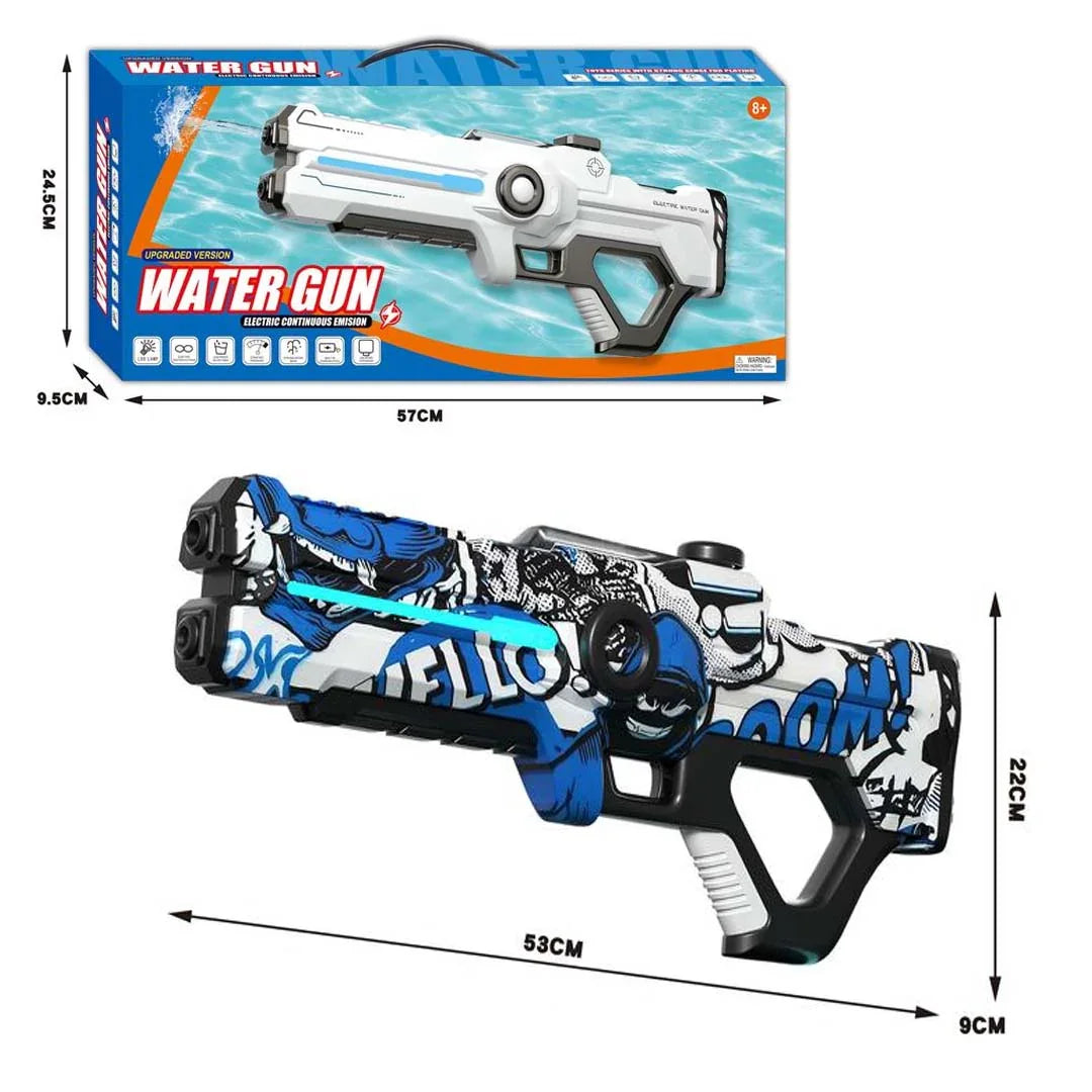 Electric Water Gun: Electric Burst Water Gun โ Fully Automatic High-End Version with Lighting, Powerful High-Pressure Spray Toy for Boys and Girls (Ages 3+)! - Jaiman Toys