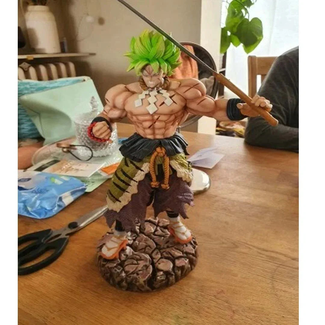 Dragon Ball Z Super Saiyan Broly Anime Ultimate Action Figure Statue 36cm – Green Hair Battle Edition Statue with Sword & Base – Collectible Action Model Toy HW - Jaiman Toys