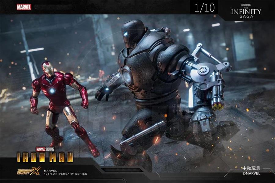 ZD Toys 1/10 Iron Man The Final Battle MK3 & Iron Monger Light Up Action Figure Collectible