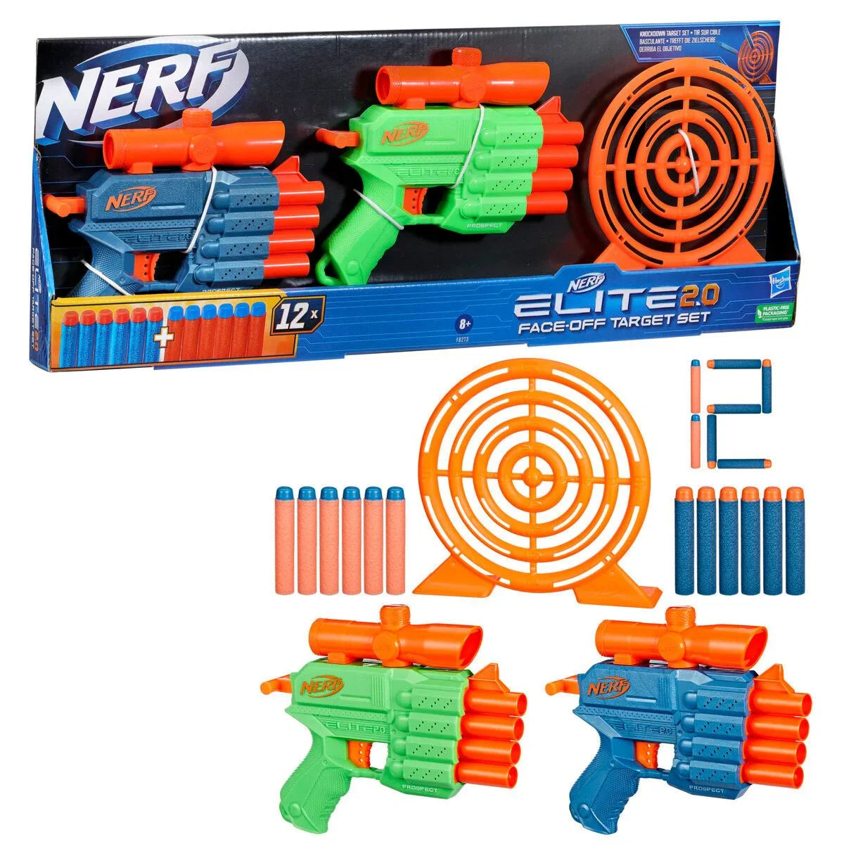 Nerf Elite 2.0 Face Off Target Set,Includes 2 Dart Blasters