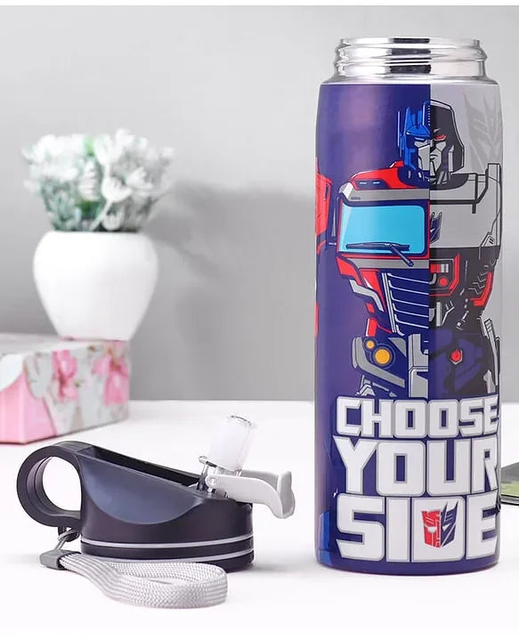 Striders Transformers Printed Stainless Steel Sipper Bottle - 700Ml - Jaiman Toys