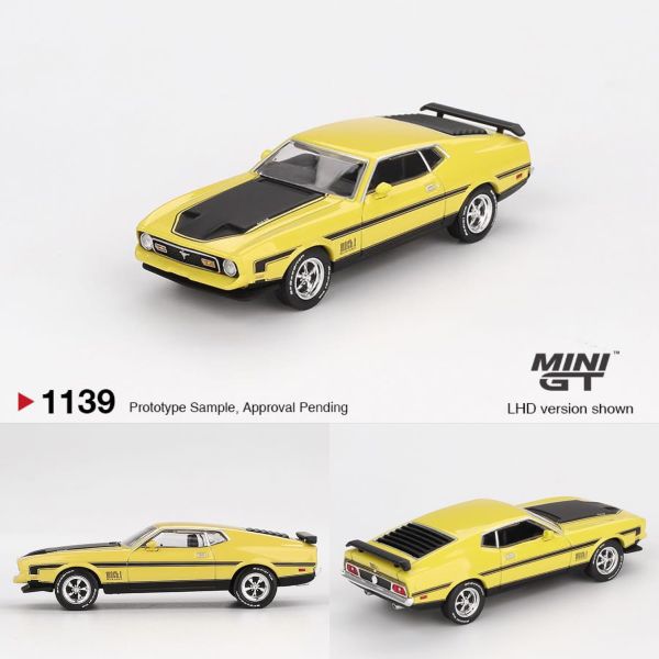 Mini GT 1:64 Racing Duo Diecast Set – RB VCARB F1 Ricciardo Bahrain GP 2024 + Ford Mustang Mach 1 Grabber Yellow