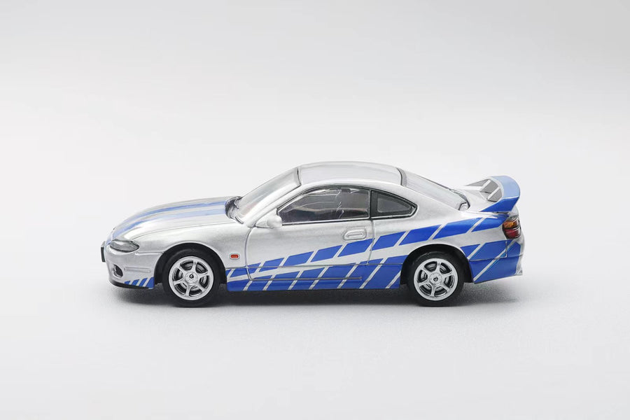 Shadow 1:64 Nissan Silvia S15 Livery Silver with Blue Diecast Model Car | Premium Collectible