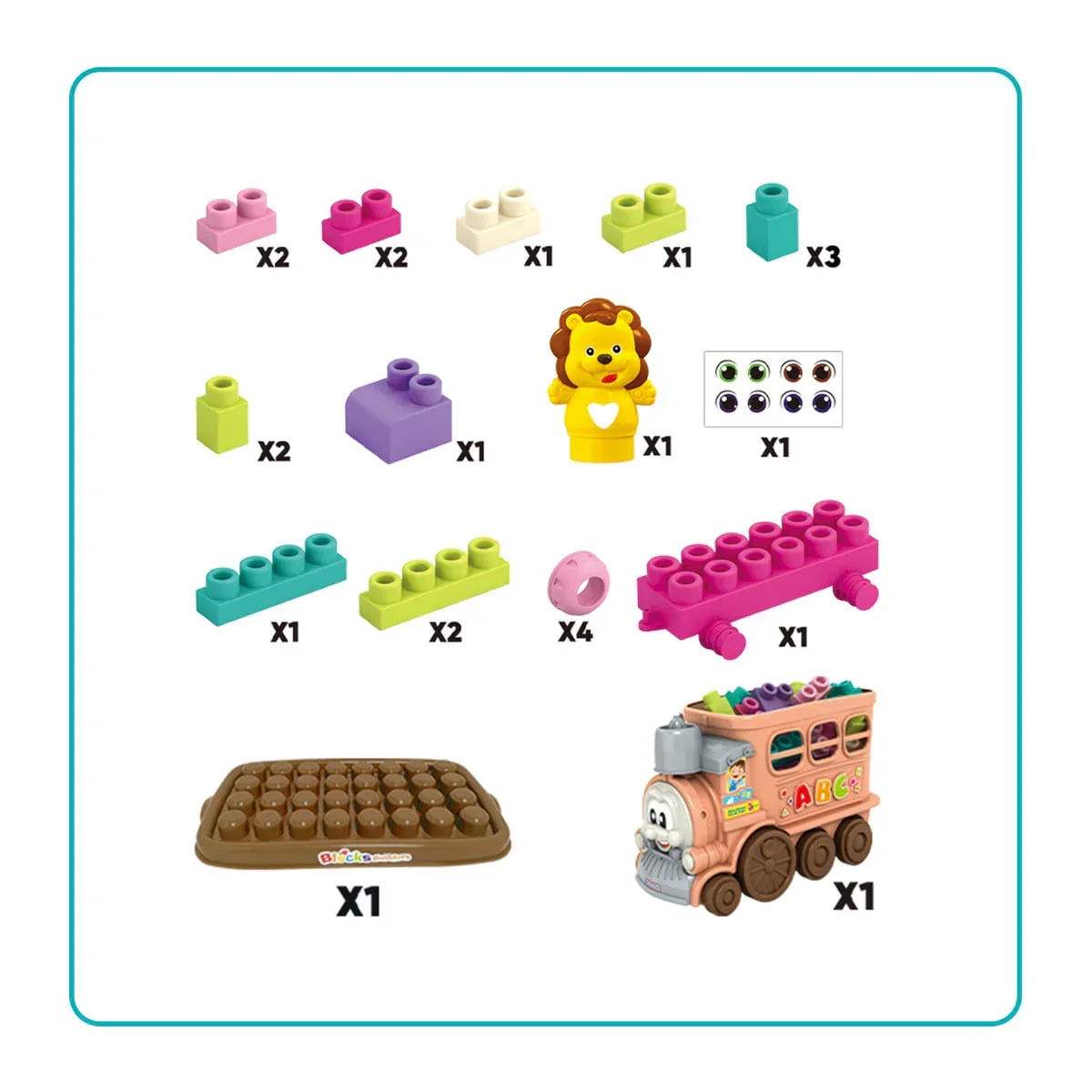 JDLT Multifunctional Blocks Train Game 2-in-1 Soft Rubber Building Blocks Set for Toddlers (23 Pieces)