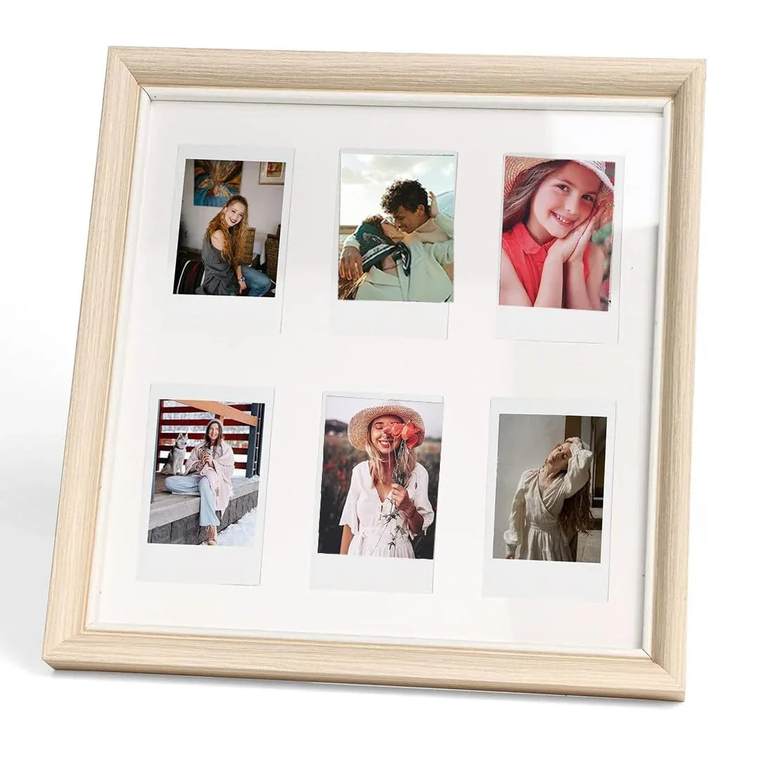 Fujifilm Instax Camera Accessories - Wooden Photo Frame 6 Inch with Six Photo Frame, Scratch Resistant Wooden Photo Frames, For Tabletop Display, Wall Mount... 1 Piece - Jaiman Toys