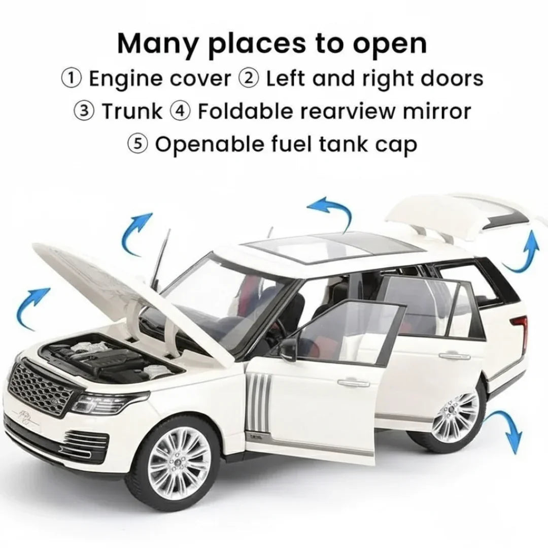 1:18 Range Rover SUV Model Car Premium Alloy Metal Pull Back Die-Cast Car with Openable Doors & Light