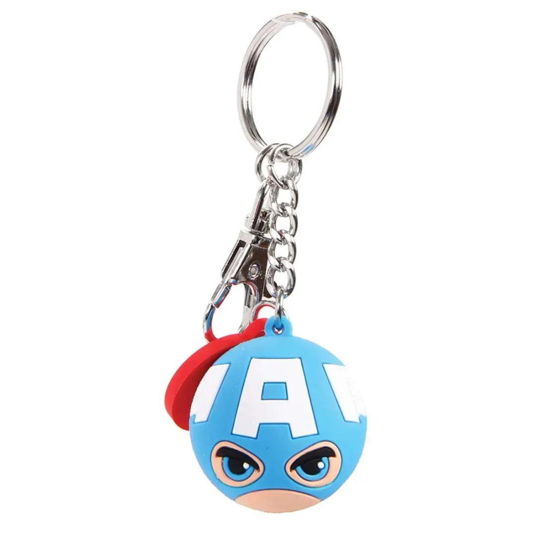 Captain America 3D Keychain β Vibrant Detailed Marvel Character Accessory with Metal Ring & Clasp