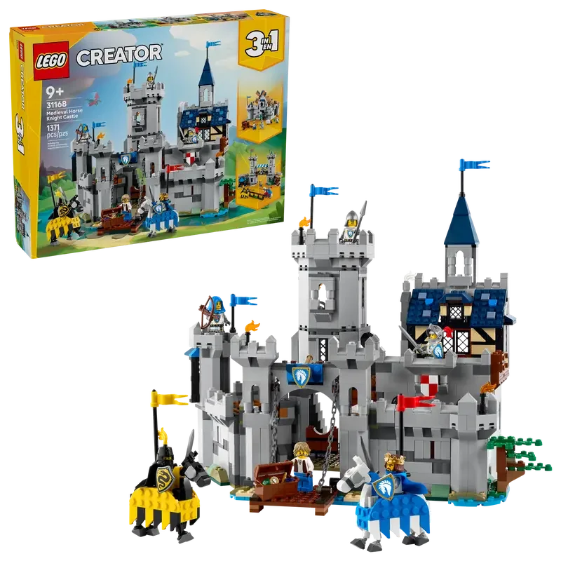 LEGO 31168 Creator 3-in-1 Medieval Horse Knight Castle 1,371 Pieces, Ages 9+ - Jaiman Toys