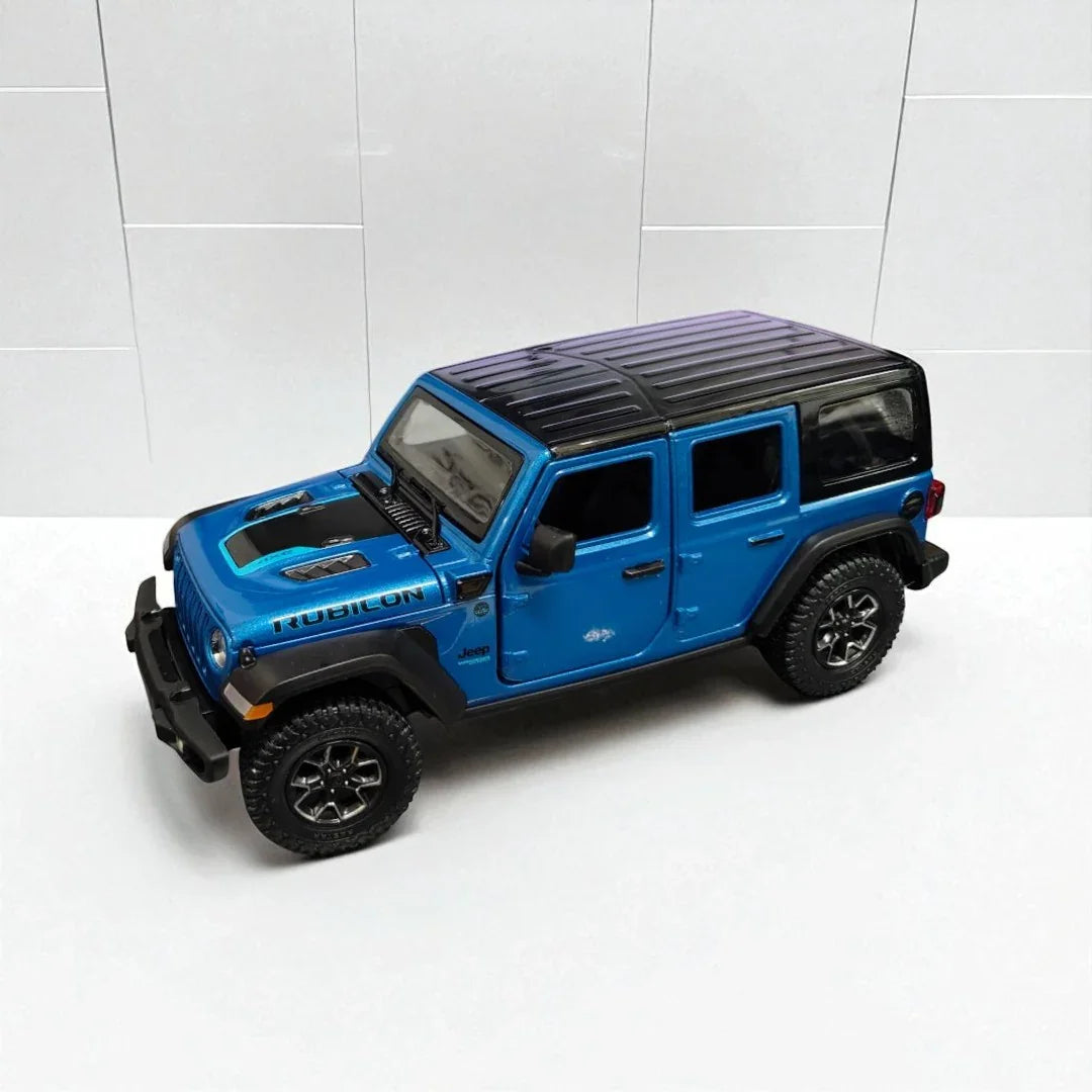 Rastar 1:24 Jeep Wrangler Rubicon 4xe Die-Cast Model – Blue Openable  Doors (64610)