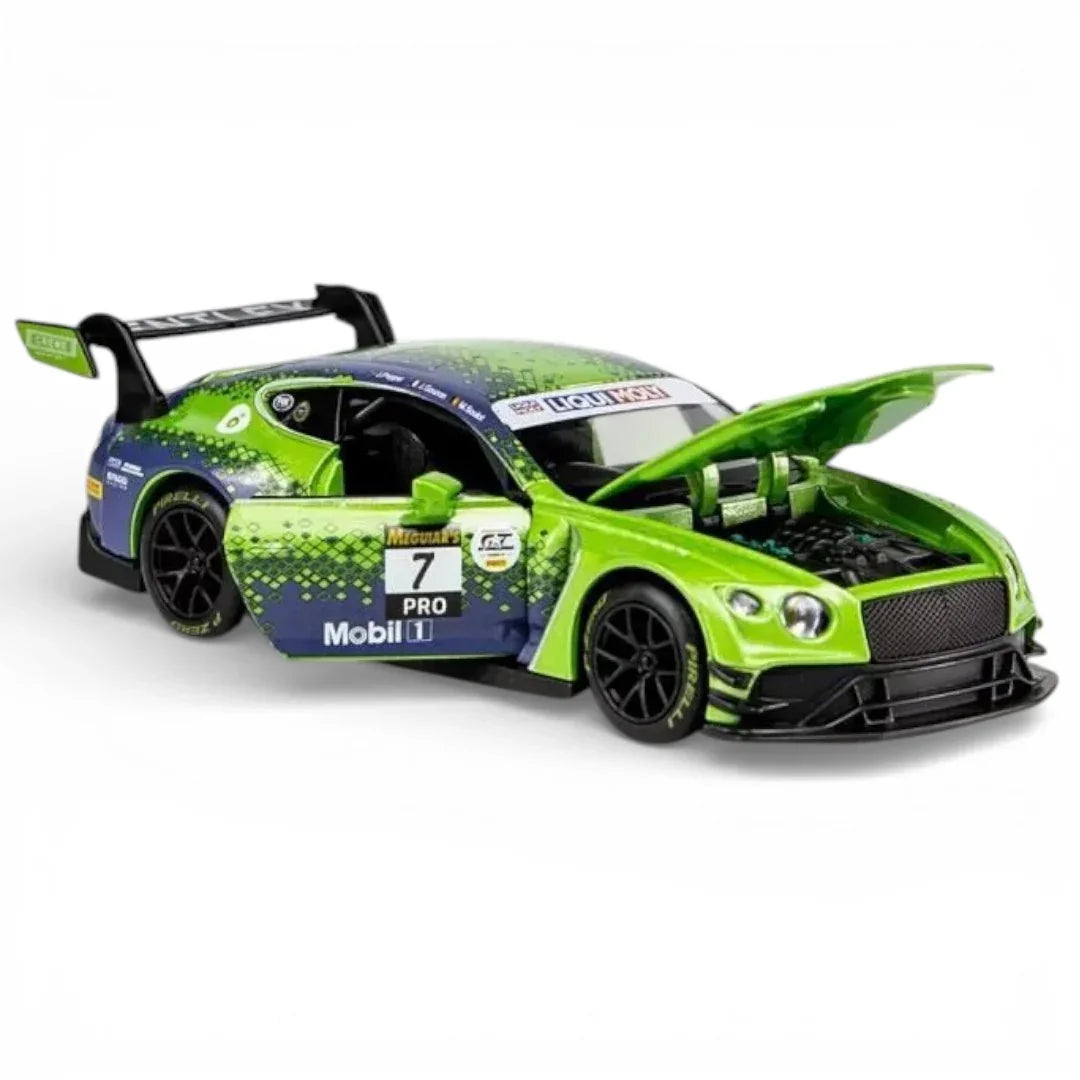 RMZ Hobby 1:32 Bentley Continental GT3 Die-Cast Model Car – Green with Openable Doors, Light & Sound (664998)