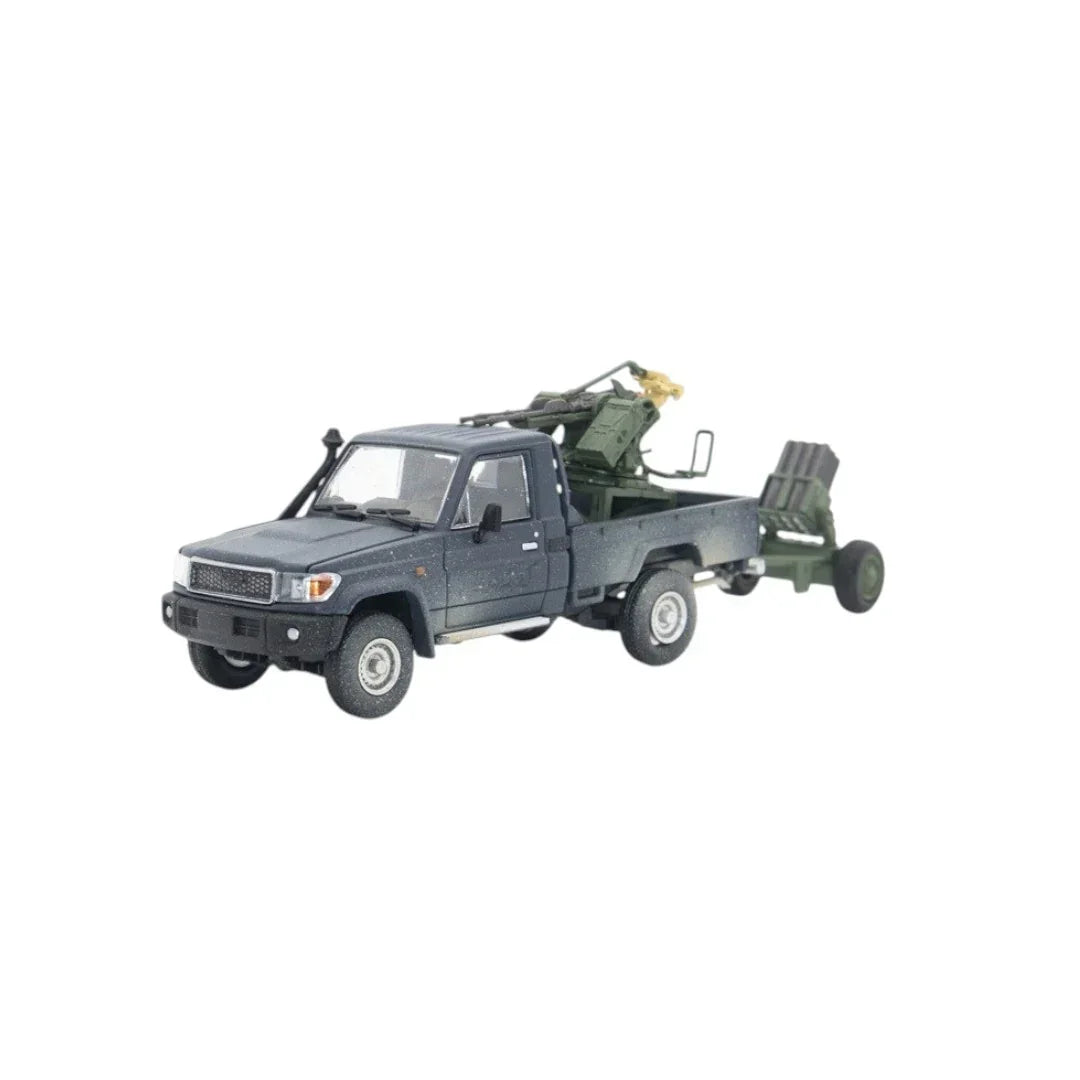 Hobby Fans 1:64 Toyota Pickup with Anti-Aircraft Gun & Mortar Trailer β Military Diecast Model - Jaiman Toys