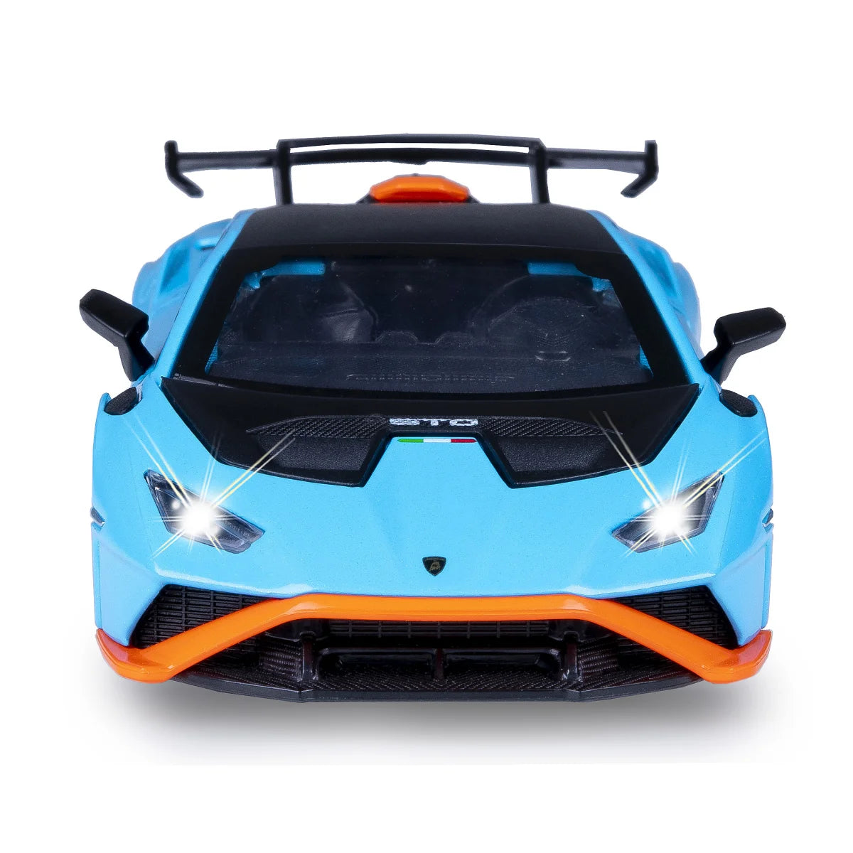 MSZ 1:32 Lamborghini Huracan STO Die-Cast Model Car – Blue| Pull Back, Openable Doors, Light & Sound (68716A)