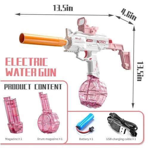 Electric Water Gun: UZI-SMG Electric Water Gun – High-Capacity Blaster for Epic Summer Battles! (518-10 Pink) - Jaiman Toys