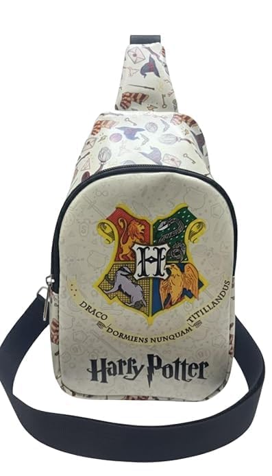 Wizard Theme Kids Sling Bag 24cm – Cartoon Crest Crossbody Chest Bag for Kids Travel & School
