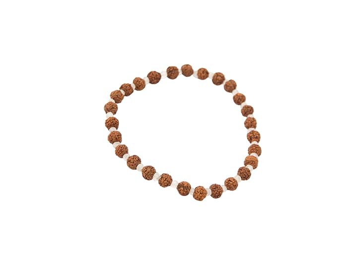 Maha Mala 6.5mm Rudraksha Bracelet with 3.5mm Gemstones – Handmade in India