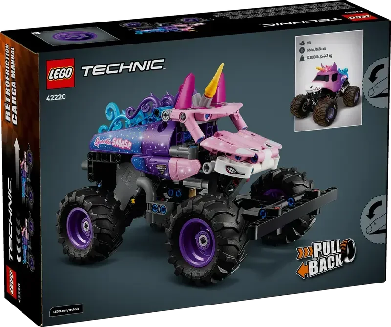 LEGO® 42220 Technic Monster Jam™ Sparkle Smash™ Pull-Back | 215 Pieces | Ages 7+