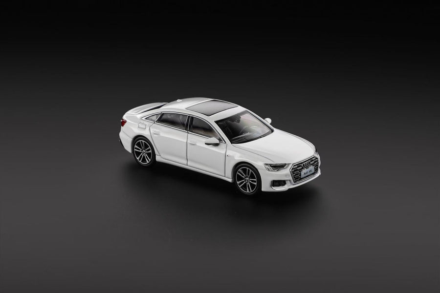 VAV 1:64 Audi A6L Diecast Model Car – Silver/White | Premium Alloy Collectible Miniature Sedan Toy Car