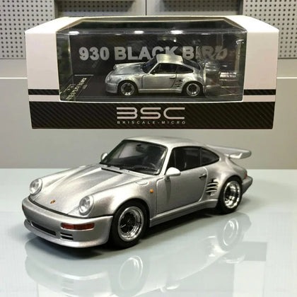 BSC 1:64 930 Black Bird Porsche Silver Metalic Scale die-cast model car