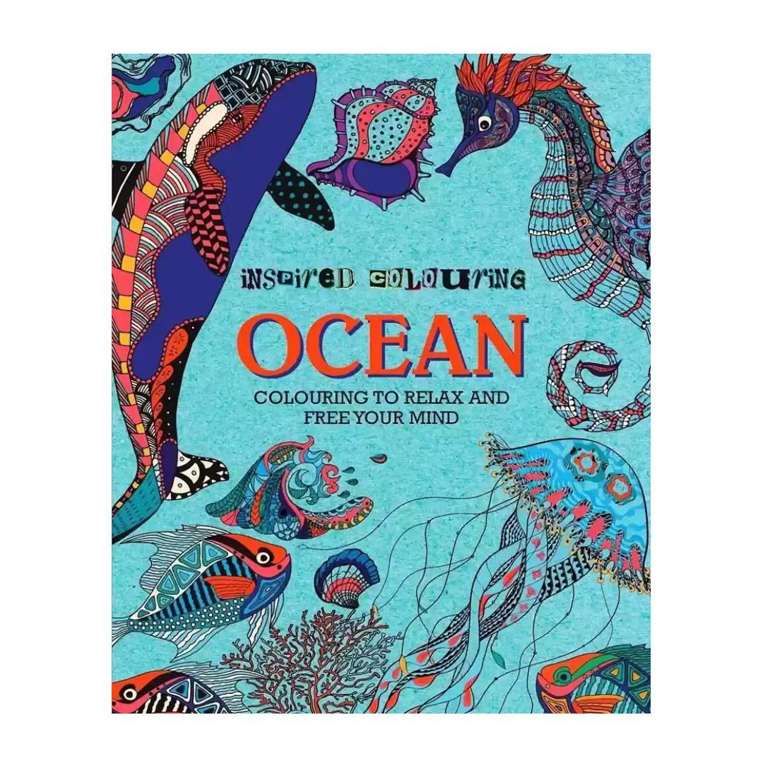 Inspired Colouring - Ocean: Relaxing and Mindful Ocean-Themed Colouring Book for Adults and Kids – Published by Parragon - Jaiman Toys