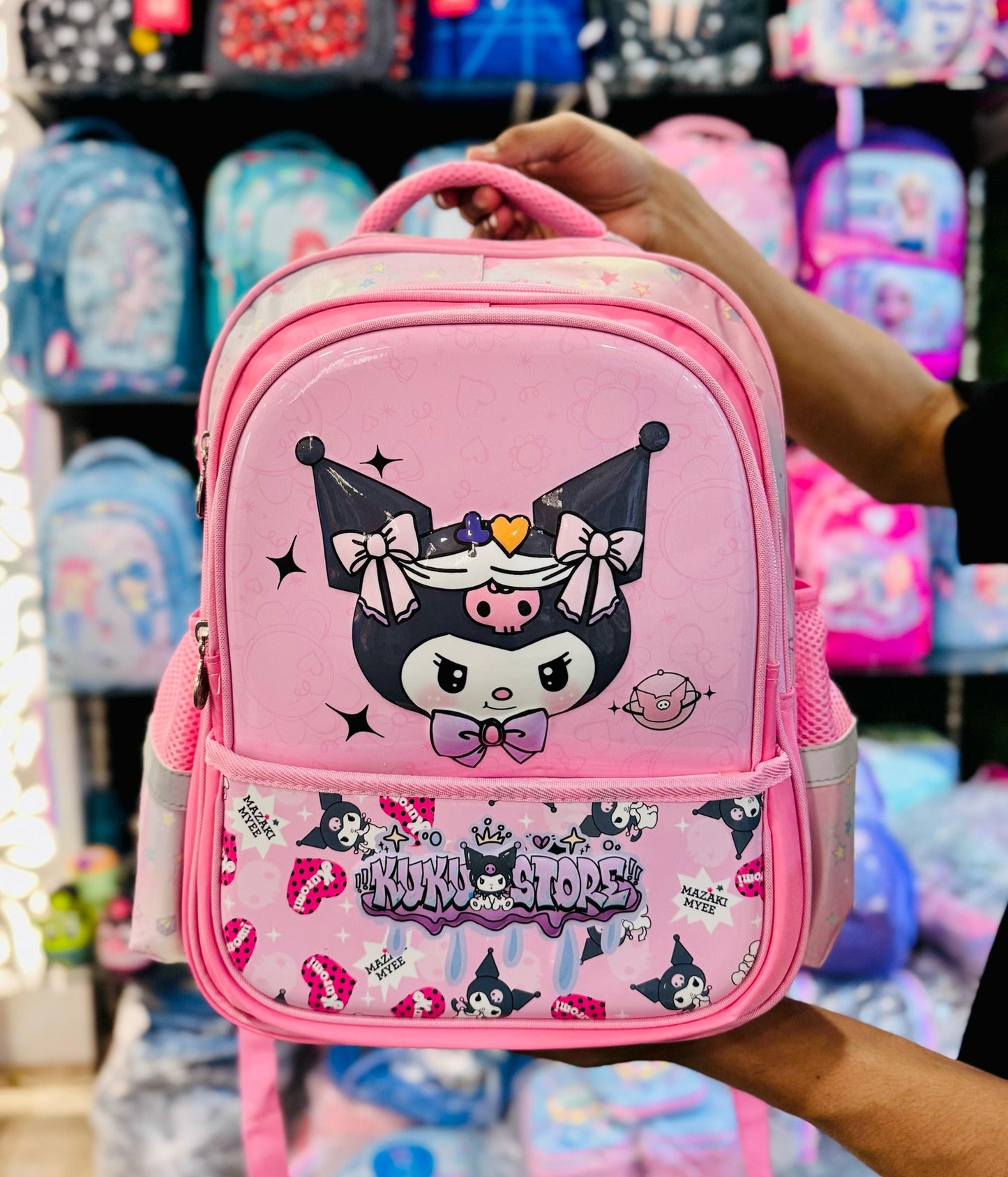 Kuromi Cartoon School Backpack 16 Inch β Kids Cute Pink Character School Bag with Multiple Compartments for Girls