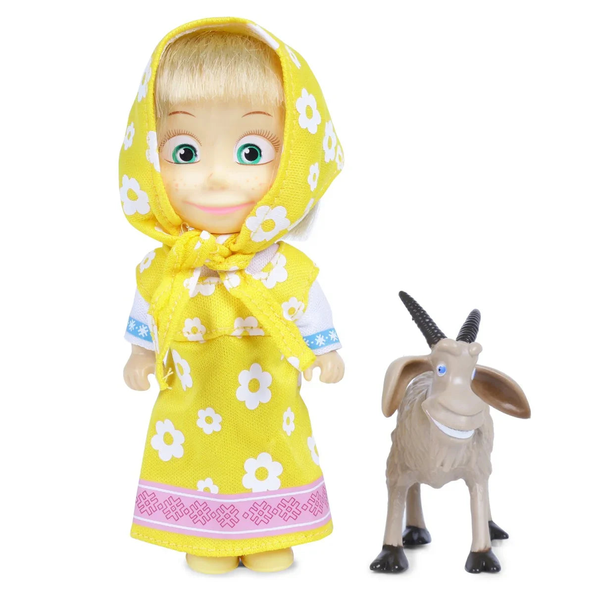 Masha and the Bear 12 Cm Toy Doll | Famous Cartoon | Ideal Gift Set for Girls Kids (Masha with Animal - Goat) - Jaiman Toys
