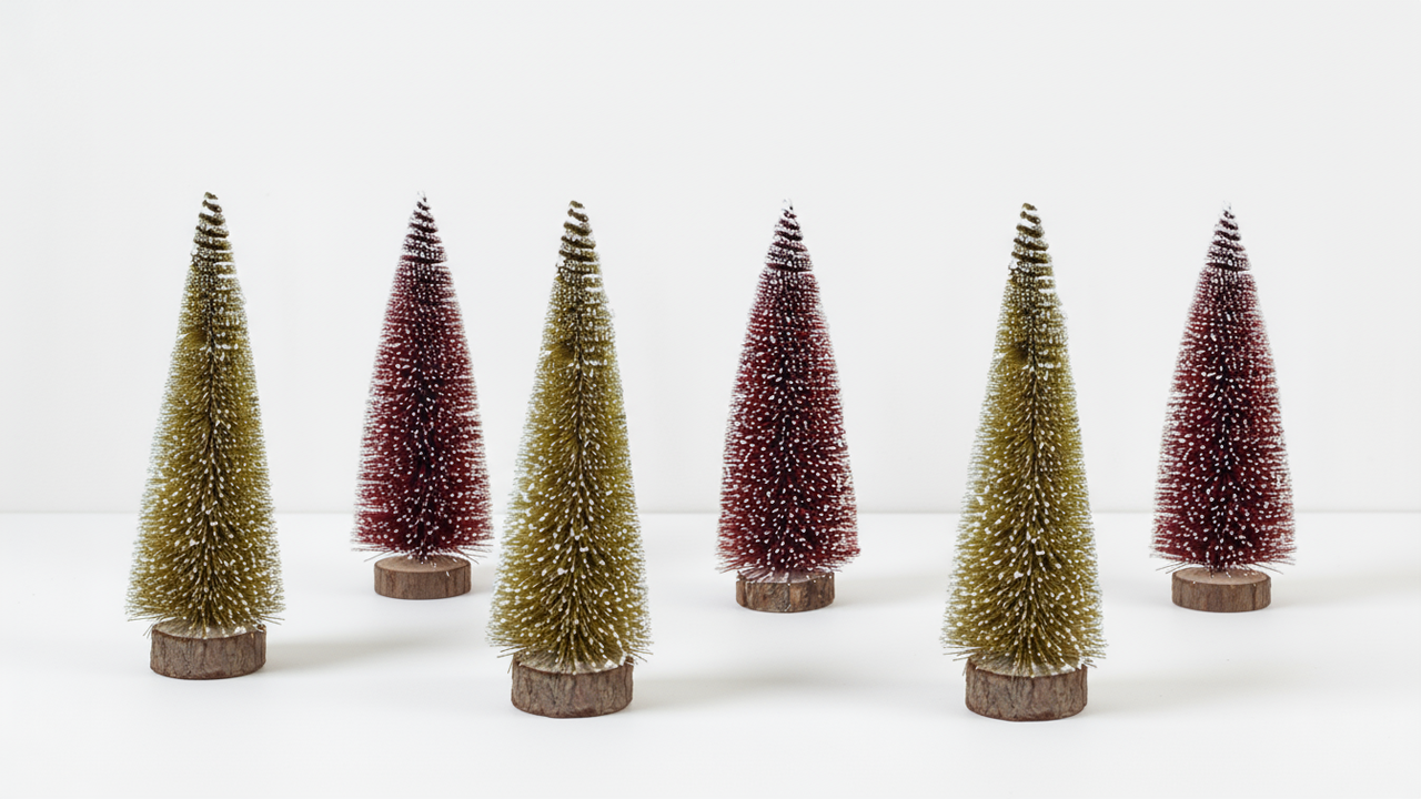 SWEN SELENE Miniature Festive Trees – Set of 6 Warm Christmas Décor Ornaments