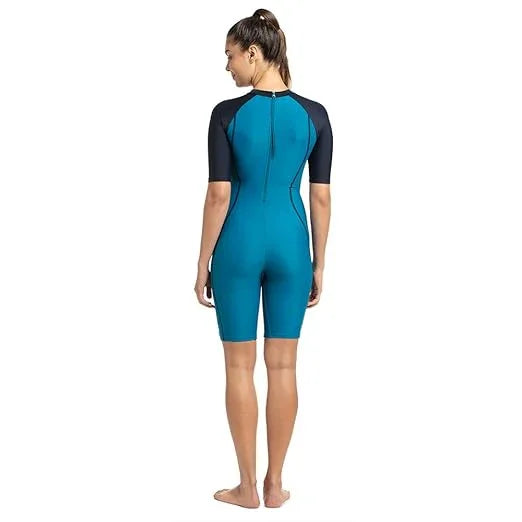 Speedo Women's Endurance Essential Splice Kneesuit Swimwear – Nordic Teal & True Navy | Training & Fitness Swimwear - Jaiman Toys