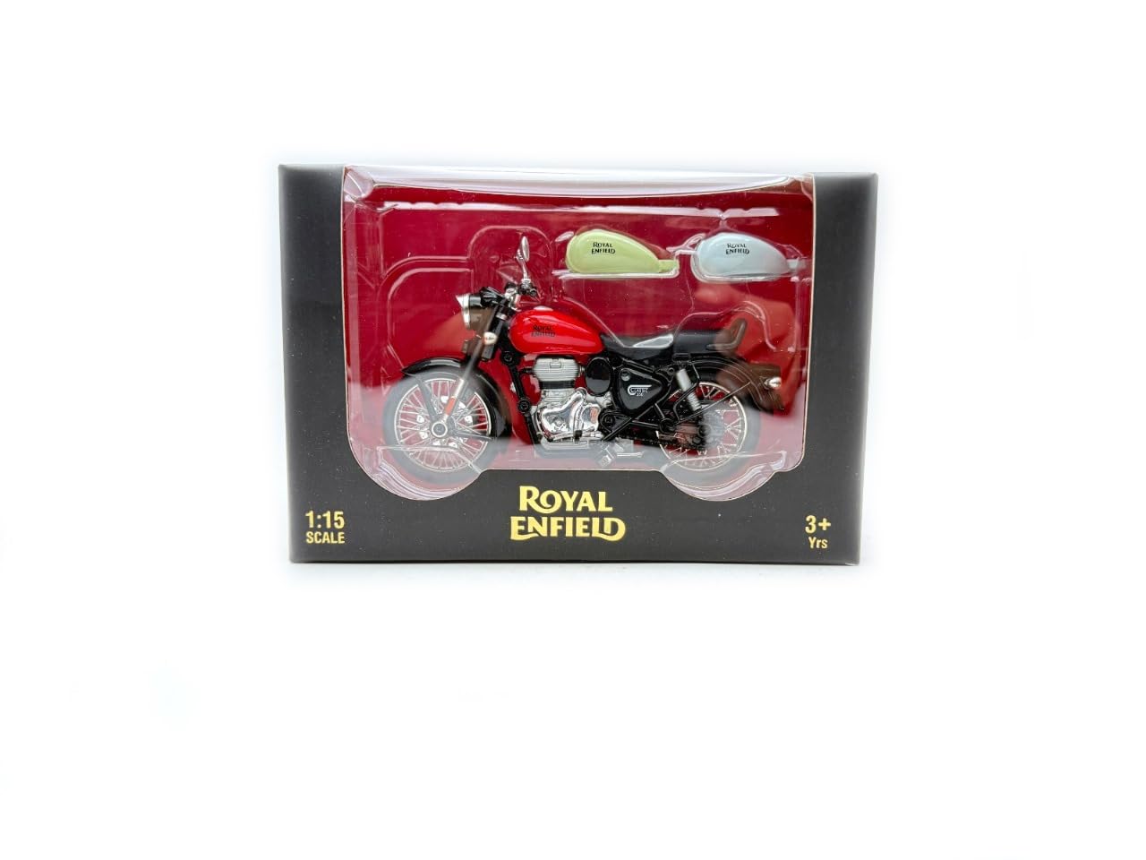 Centy Royal Enfield 1:15 Scale Diecast Motorcycle Model Toy, Pull Back Action, Bullet Bike Detacheble Parts with 3 Colored Fuel Tank, Miniature Replica..