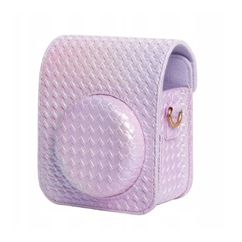 Iridescent PU Leather Case & Photo Album Set for Fujifilm Instax Mini 12 – Includes Carrying Case & 64 Sheets Photo Album (Lilac Purple) - Jaiman Toys