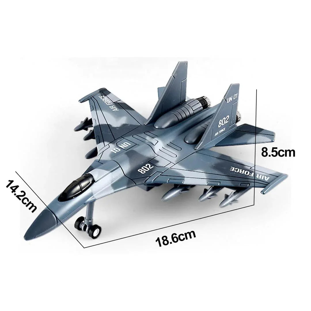 Airplane: 1:400 Scale Twin-Engine Air Superiority Jet with Light & Sound – Premium Die-Cast Collectible Plane (SU-35 Type) - Jaiman Toys
