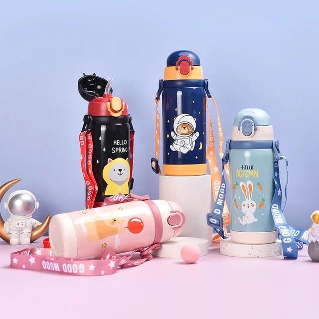 Cool DI GIBO Vacuum Insulated Water Bottle With Straw 450 ML (Black) - Jaiman Toys