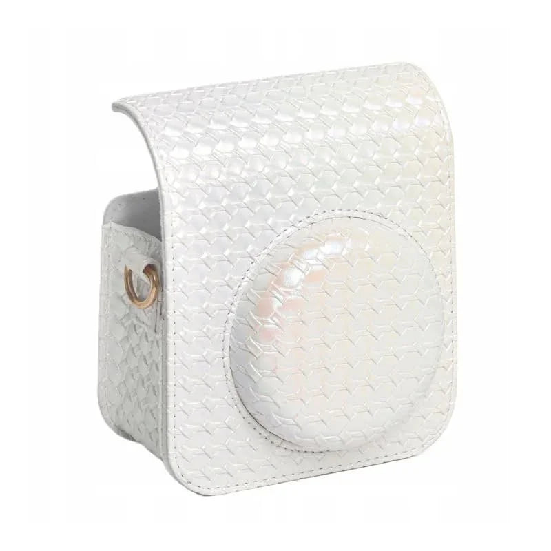 Iridescent PU Leather Case & Photo Album Set for Fujifilm Instax Mini 12 – Includes Carrying Case & 64 Sheets Photo Album (Clay White) - Jaiman Toys