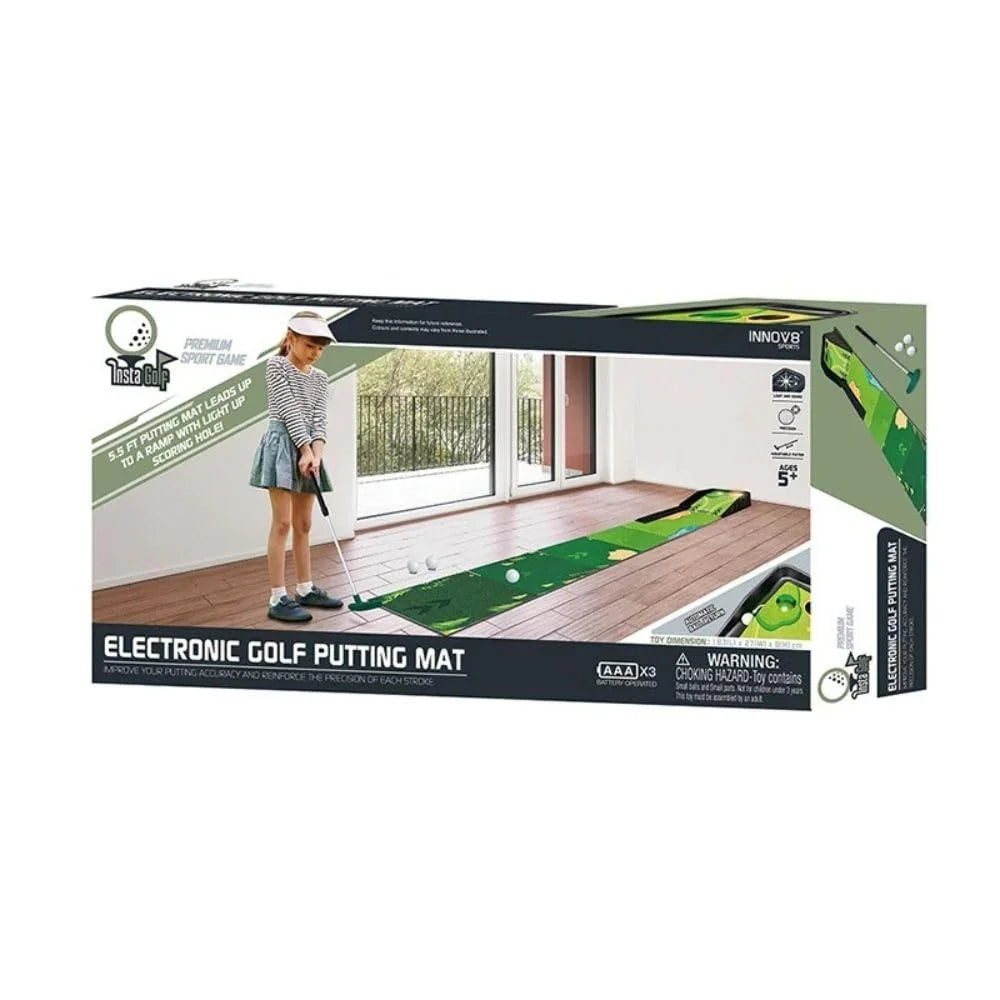 Innov8 Electronic Golf Putting Mat, Sound & LED Scoring Hole, Adjustable Putter, Kids 5+ - Jaiman Toys