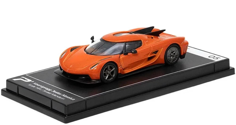 PosterCars 1:64 Koenigsegg Jesko Absolut 05 – Sweet Mandarin Acrylic Box | Hypercar League Collection Diecast Model - Jaiman Toys
