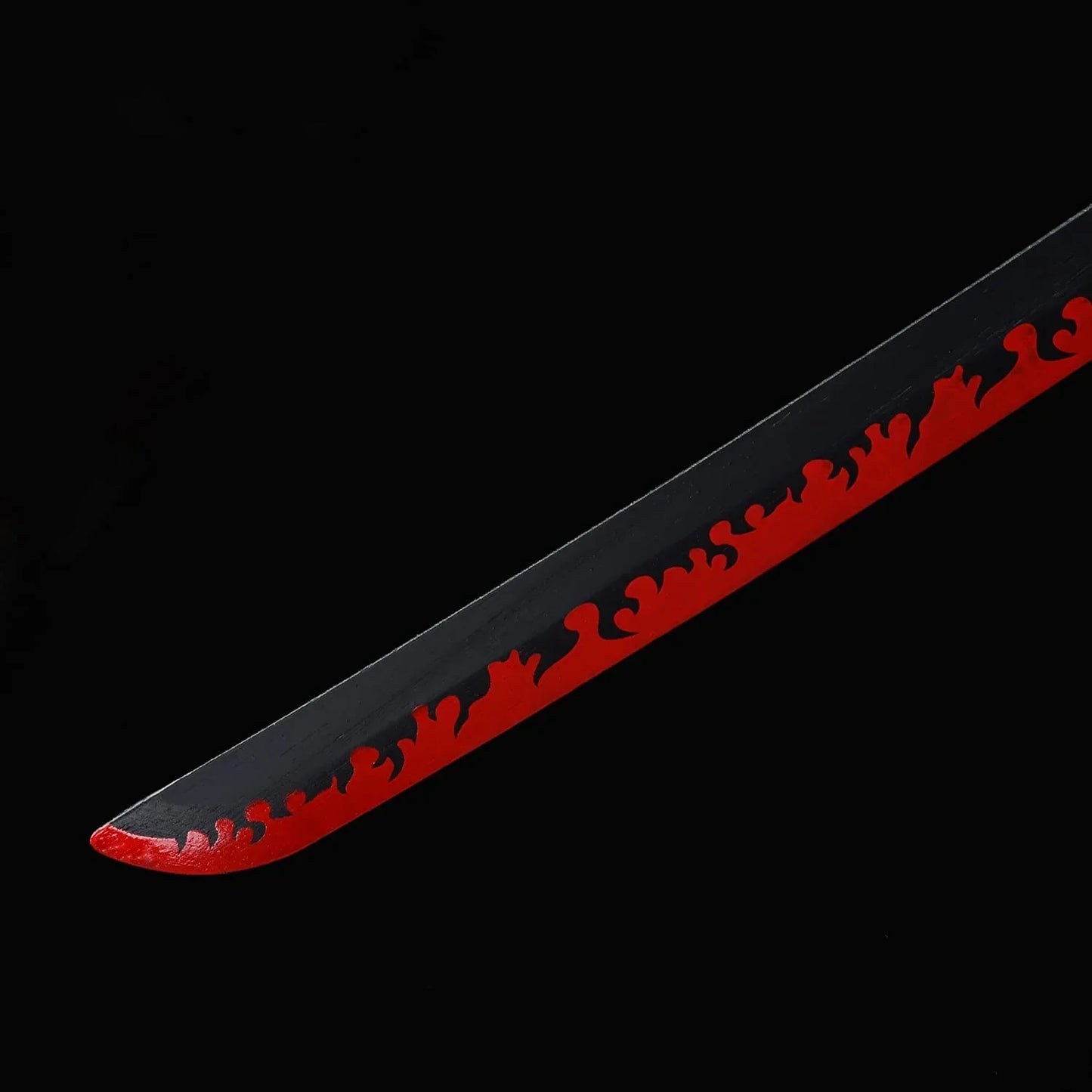Demon Slayer Rengoku Kyojuro Samurai Sword – Flame Pillar Wooden Katana With Light Effect | Anime Cosplay Prop Sword for Kids & Collectors (Black & Red Blade)
