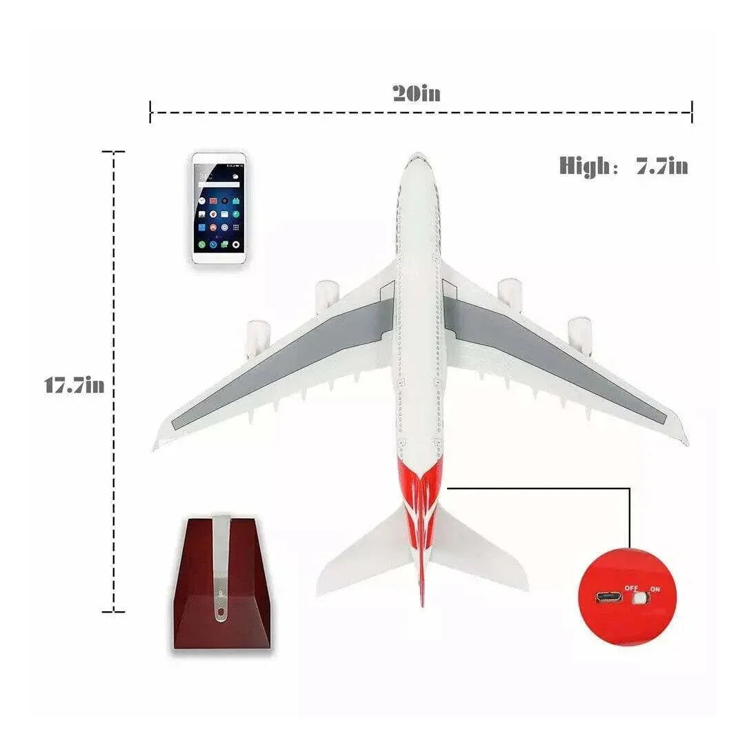 Quantas Airlines Airbus A380 LED Light - Airplane 1/160 Plane Model Replica Toy Decor - 46 cm - Jaiman Toys