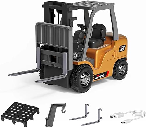 TRASPED 1:64 Scale RC Forklift Toy | 2.4GHz App & Remote Control Forklift with Lights & Sound | Alloy Construction Vehicle