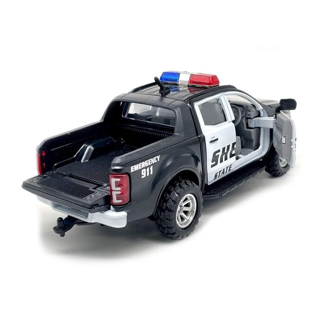 Centy Emergency Squad Sheriff Pull Back Police Pickup Truck Toy Car for Kids | Die-Cast Style Vehicle | Pull Back Action | Black & White | 3+ Years