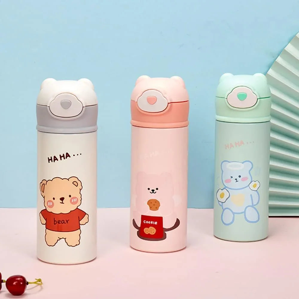 Vacuum Insulated Water Bottle with Straw, Leak-Proof Stainless Steel 14OZ | 410 ML (White) - Jaiman Toys