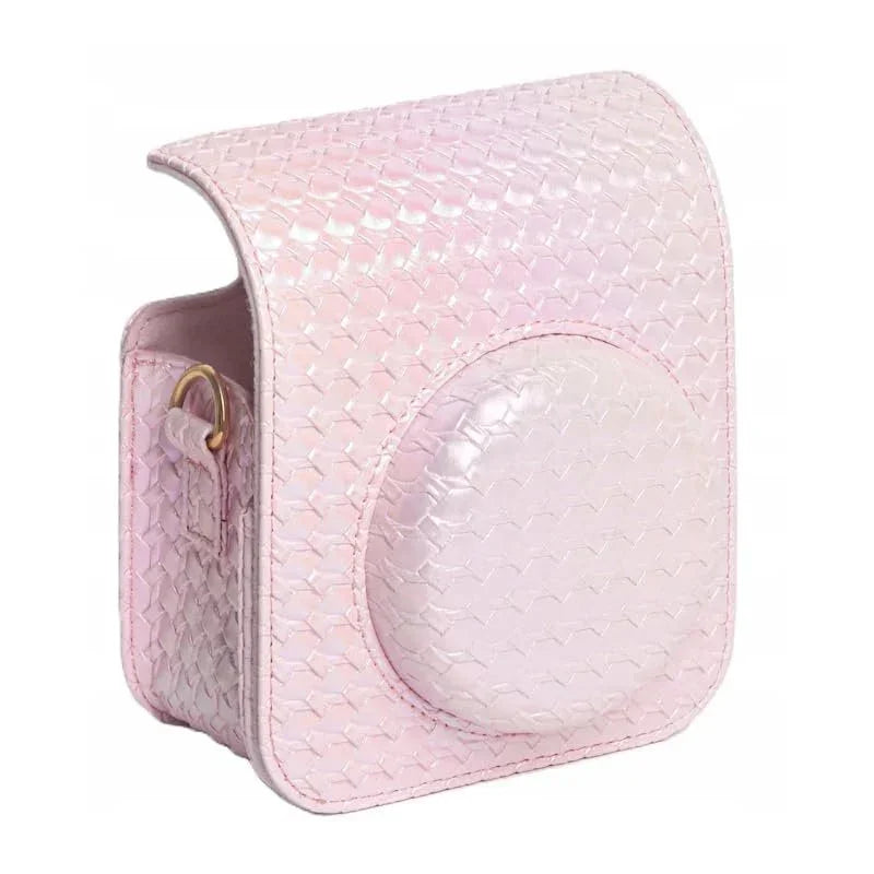 Iridescent PU Leather Case & Photo Album Set for Fujifilm Instax Mini 12 β Includes Carrying Case & 64 Sheets Photo Album (Blossom Pink) - Jaiman Toys