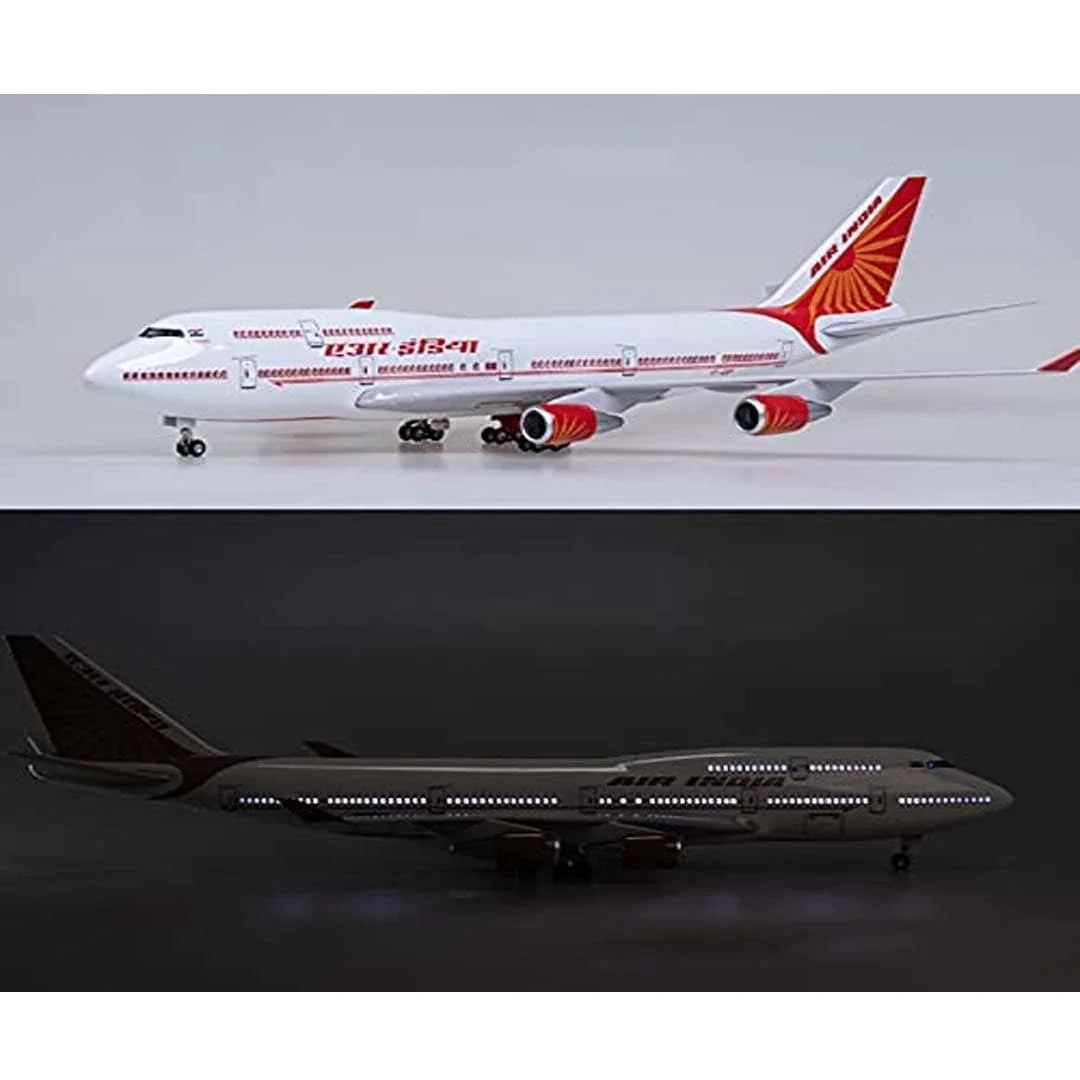 Diecast Airplane Display Model with Light : (1:125 Scale Model Boeing (B747 Air India) Aeroplane - Jaiman Toys