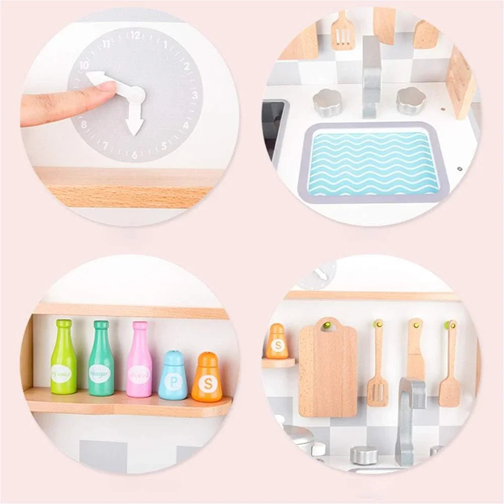 Kids Educational Wooden Kitchen & Food Play Set – Pretend Cooking Role Play Toy